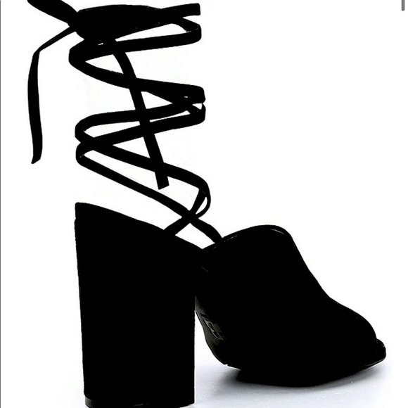 New GB Kat-Kall Ankle Wrap Block Heel Mules - Picture 2 of 9